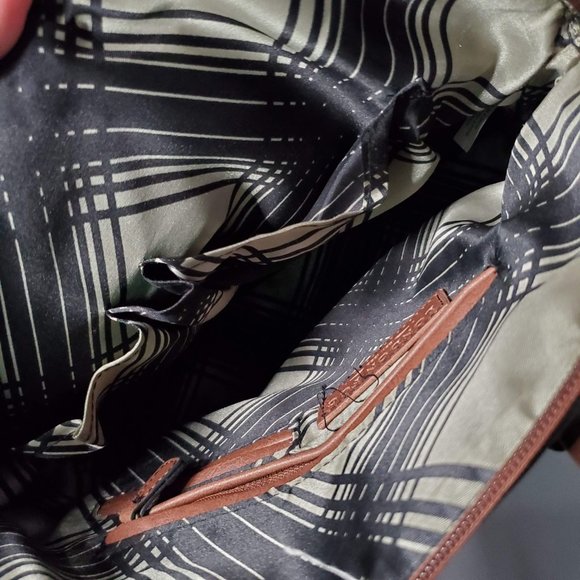 London Fog Lark Tan Ostrich-Embossed Dome Satchel - Picture 5 of 9